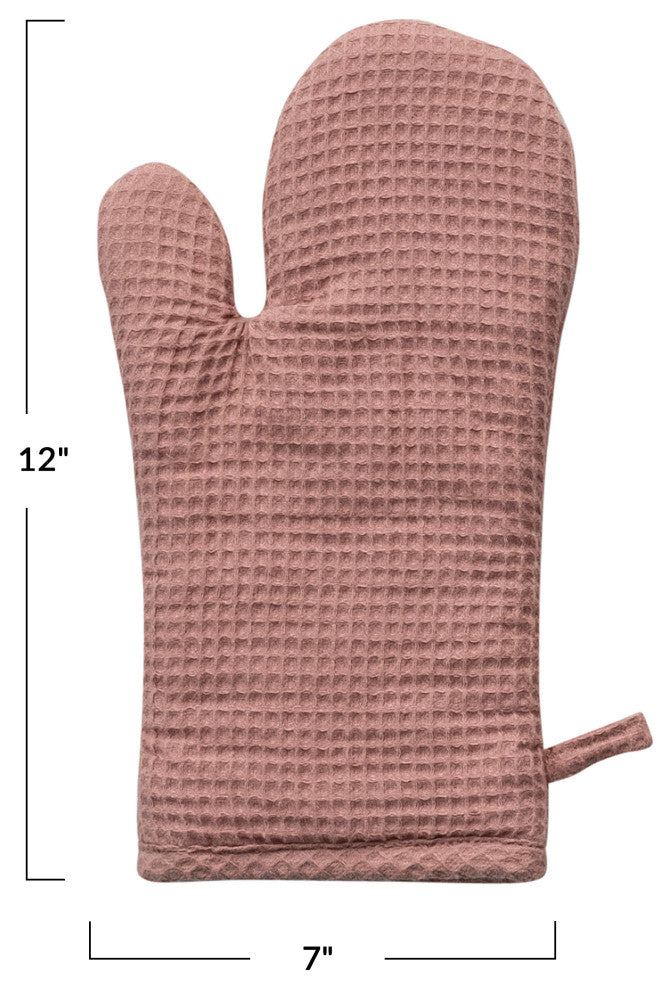 Woven Linen and Cotton Waffle Hot Pad Mitt, Putty