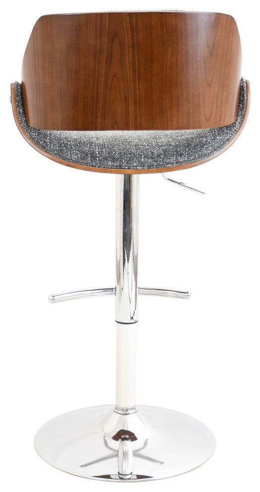 Fabrizzi H Adjustable Barstool With Swivel, Walnut/Gray