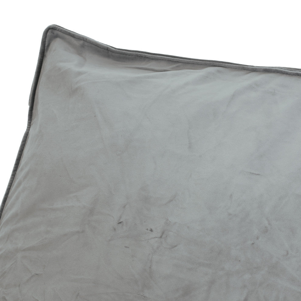Calef Modern Velveteen 2 Seater Oversized Bean Bag Chair with Armrests, Gray + White