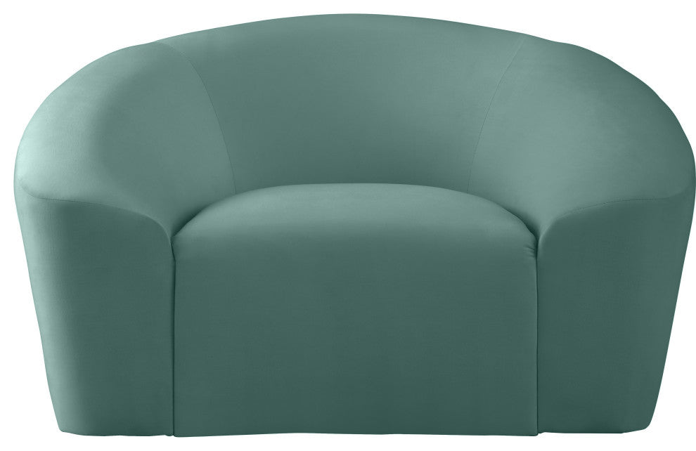 Riley Velvet Upholstered Rounded Chair, Mint