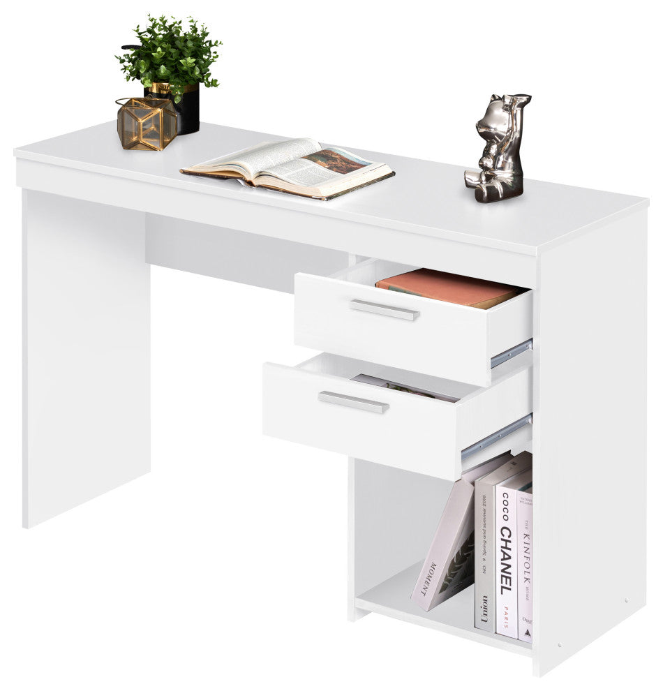 Techni Mobili Home Office Workstation with Storage, White