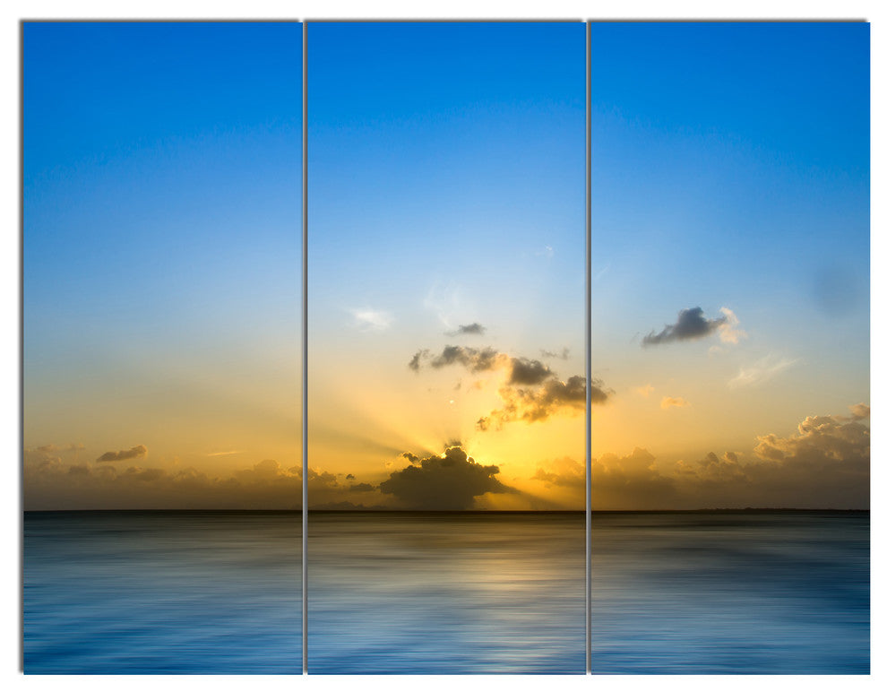 Sunset Lake in South Thailand, Large Seashore Canvas Wall Art, 36x28, 3 Panels