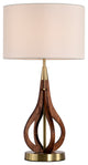 Lovis 12" 1-Light Indoor Brass and Faux Wood Grain Finish Table Lamp
