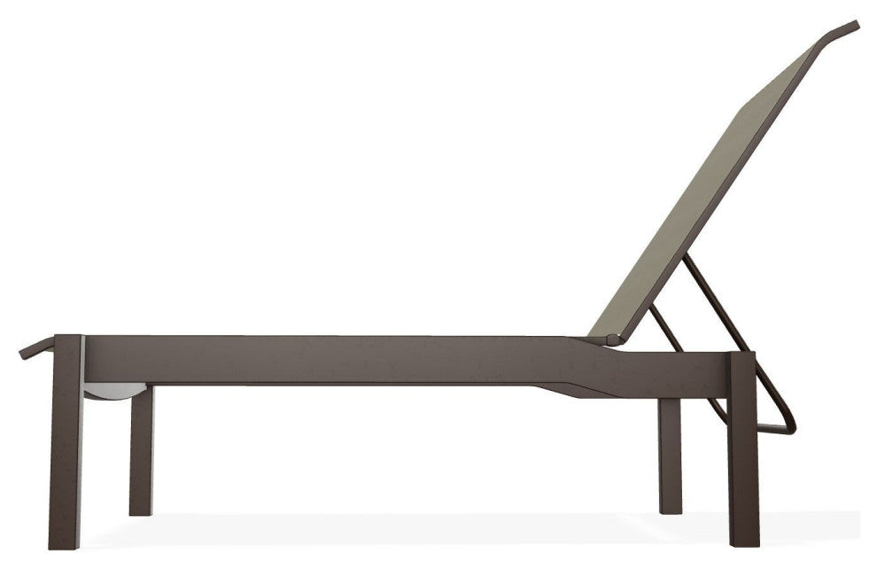Leeward Sling Stackable Outdoor Chaise Lounge, Elevation Stone/Kona
