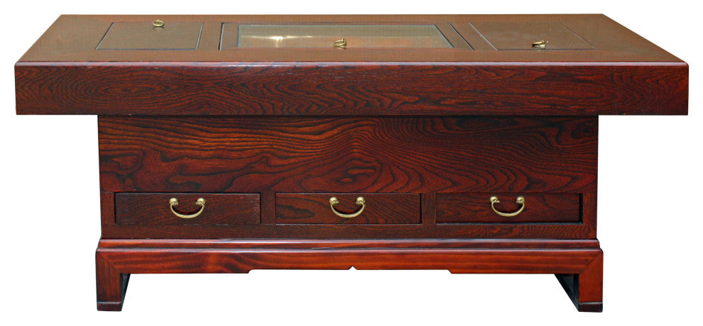 Oriental Rectangular Bold Thick Wood Drawers Coffee Table Hcs5305
