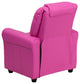 Contemporary Hot Pink Vinyl Kids Recliner With Cup Holder and Headrest