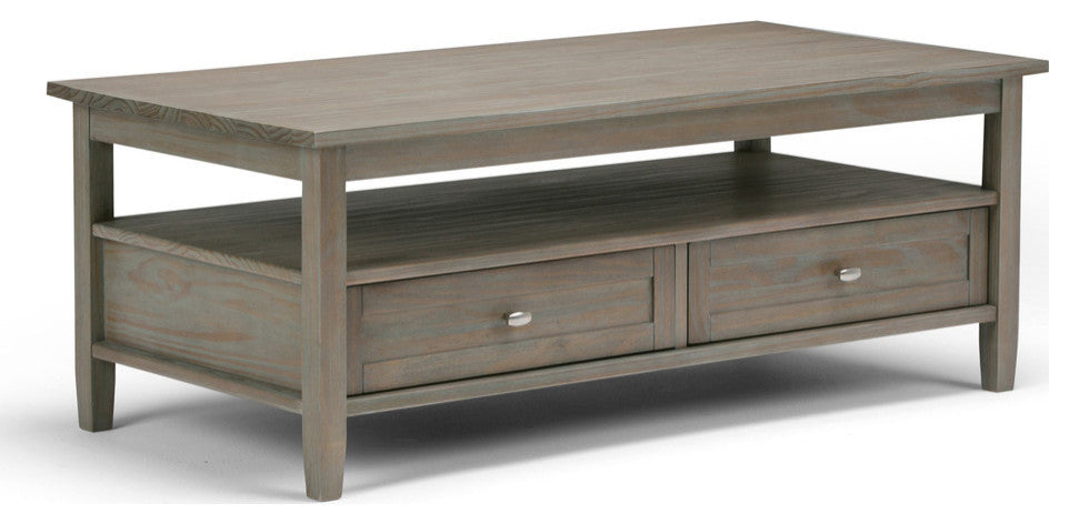 Warm Shaker SOLID WOOD Coffee Table, Distressed Gray