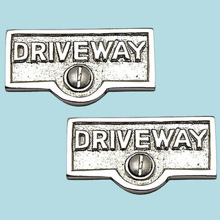 2 Switch Plate Tags DRIVEWAY Name Signs Labels Chrome Brass |