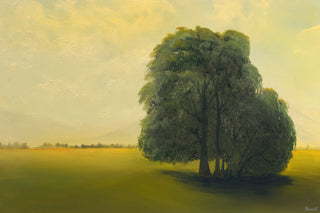"Green Fields and Lone Tree" Painting Print on Wrapped Canvas, 12x8