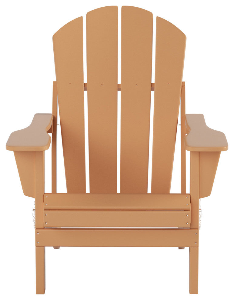 HDPE Outdoor Patio Folding Poly Adirondack Chair, Teak
