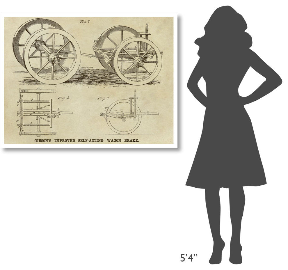 "Gibson's Improved Self-Acting Wagon Brake" Print by Inventions, 46"x35"