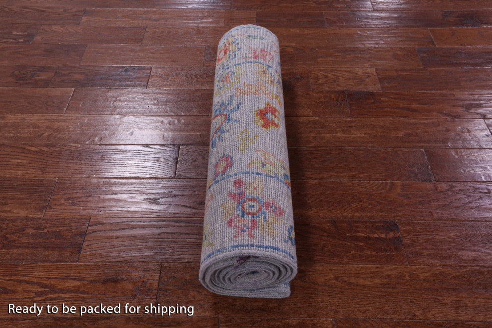 2' 8" X 9' 2" Runner Turkish Oushak Hand Knotted Wool Rug - Q16126