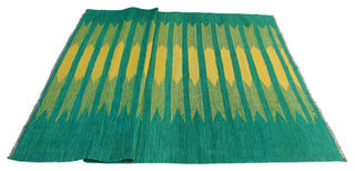Modern Flatweave Aubriell Green/Gold Rug, 5'8x7'8
