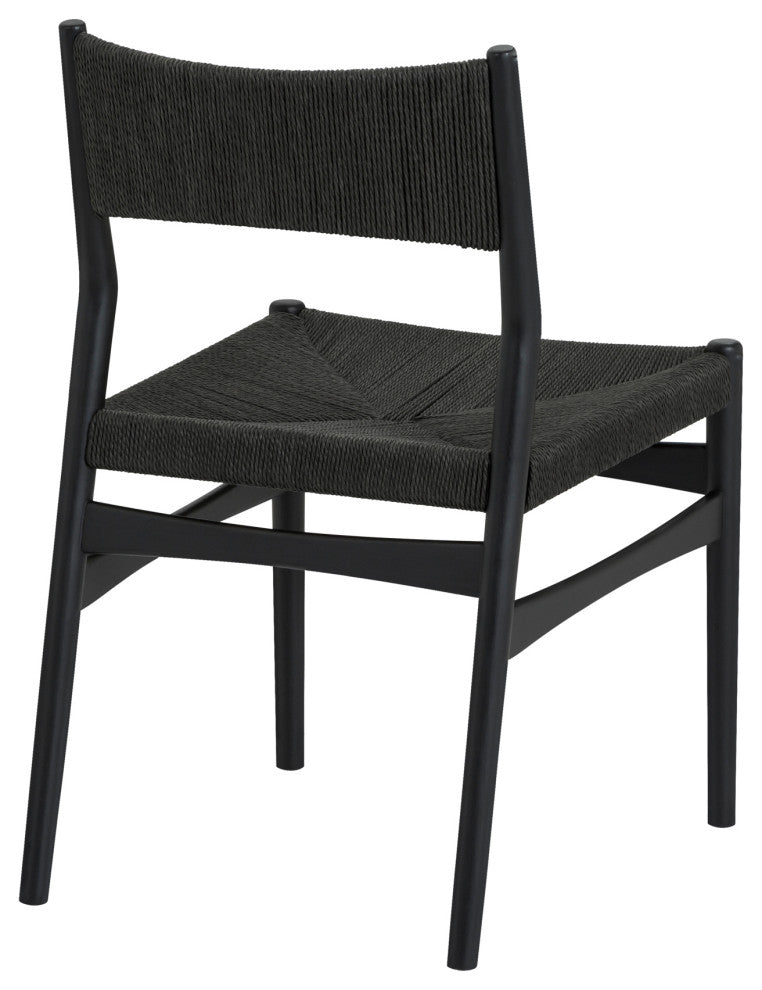 Erie, Black Woven Paper Cord and Wood, Dining Chairs, 18", Set of 2