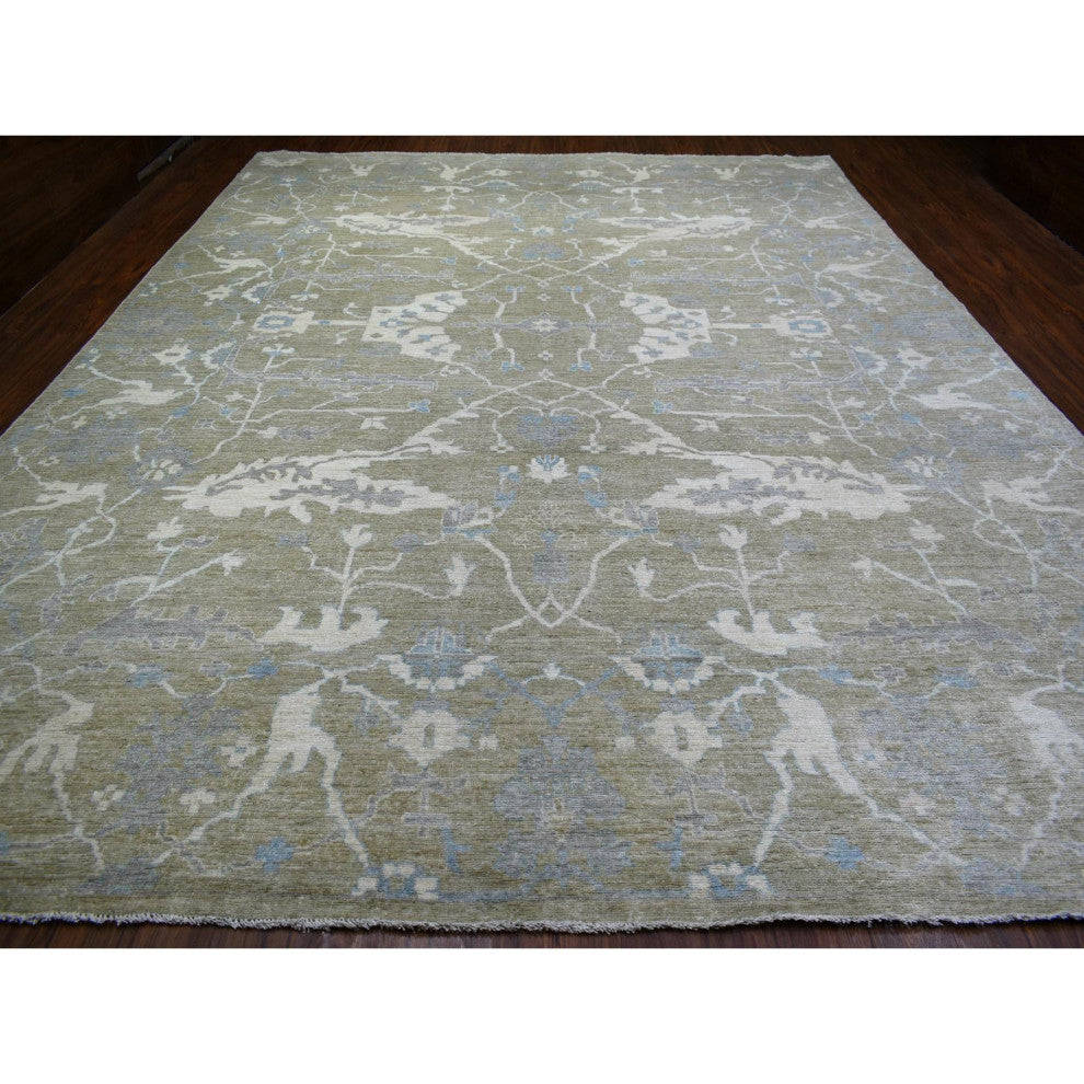 Gray Afghan Angora Oushak Supple Wool Hand Knotted Oversized Rug, 12'1"x15'5"