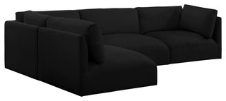 Ease Fabric Upholstered L-Shaped Modular Sectional, Black, 4 Piece: 2 Corner, 2 Armless