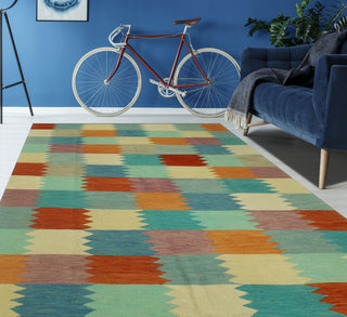 Winchester Kilim Sabur Rust/Green Rug, 6'9x9'10