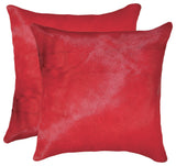 18"x18" Torino Cowhide Pillows, Set of 2, Firecracker