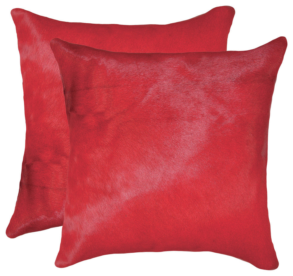 18"x18" Torino Cowhide Pillows, Set of 2, Firecracker