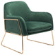 Comfy Square Green Velvet and Gold Accent Arm Chair