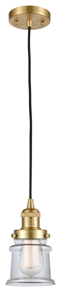 Small Canton 1 Light Mini Pendant, Satin Gold, Clear