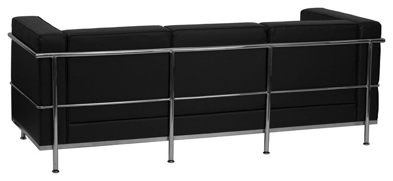 HERCULES Regal Series Contemporary Black LeatherSoft Sofa with Encasing Frame