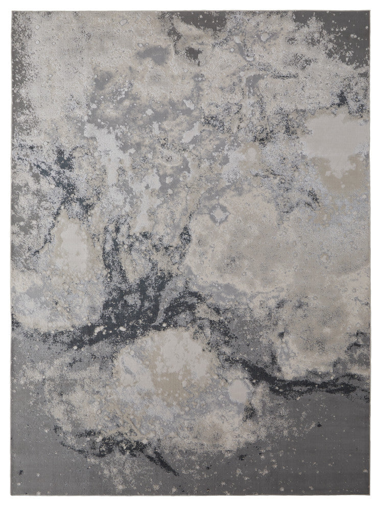 Oria Industrial Abstract Area Rug, Gray/Ivory, 8'x10'