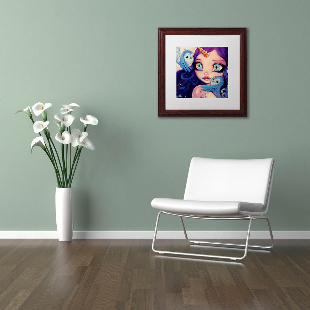 Natasha Wescoat 'A Little Birdy Told Me' Art, Wood Frame, White Mat, 16x16