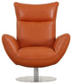 Zeno Italian Top Grain Leather Swivel Lounge Chair Orange