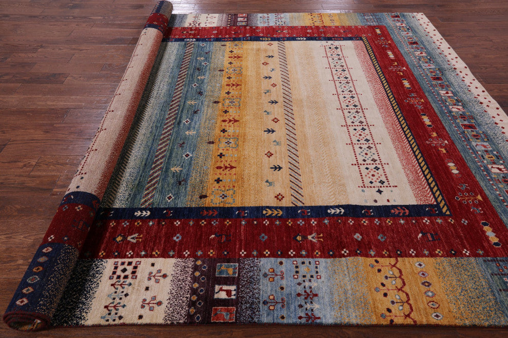 8' 2" X 9' 7" Tribal Persian Gabbeh Handmade Rug Q5546