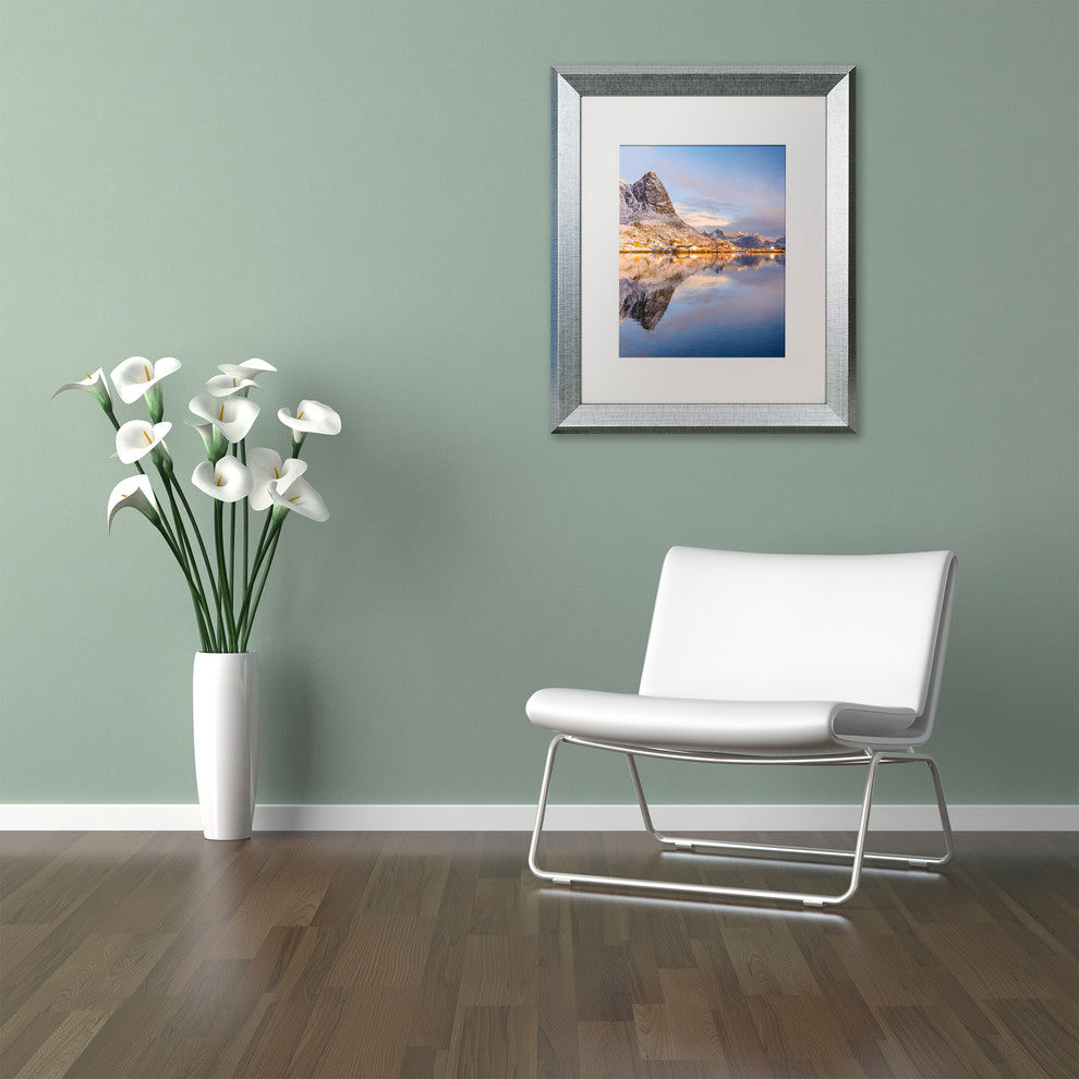Michael Blanchette 'Mountain Cascade' Art, Silver Frame, White Mat, 20x16