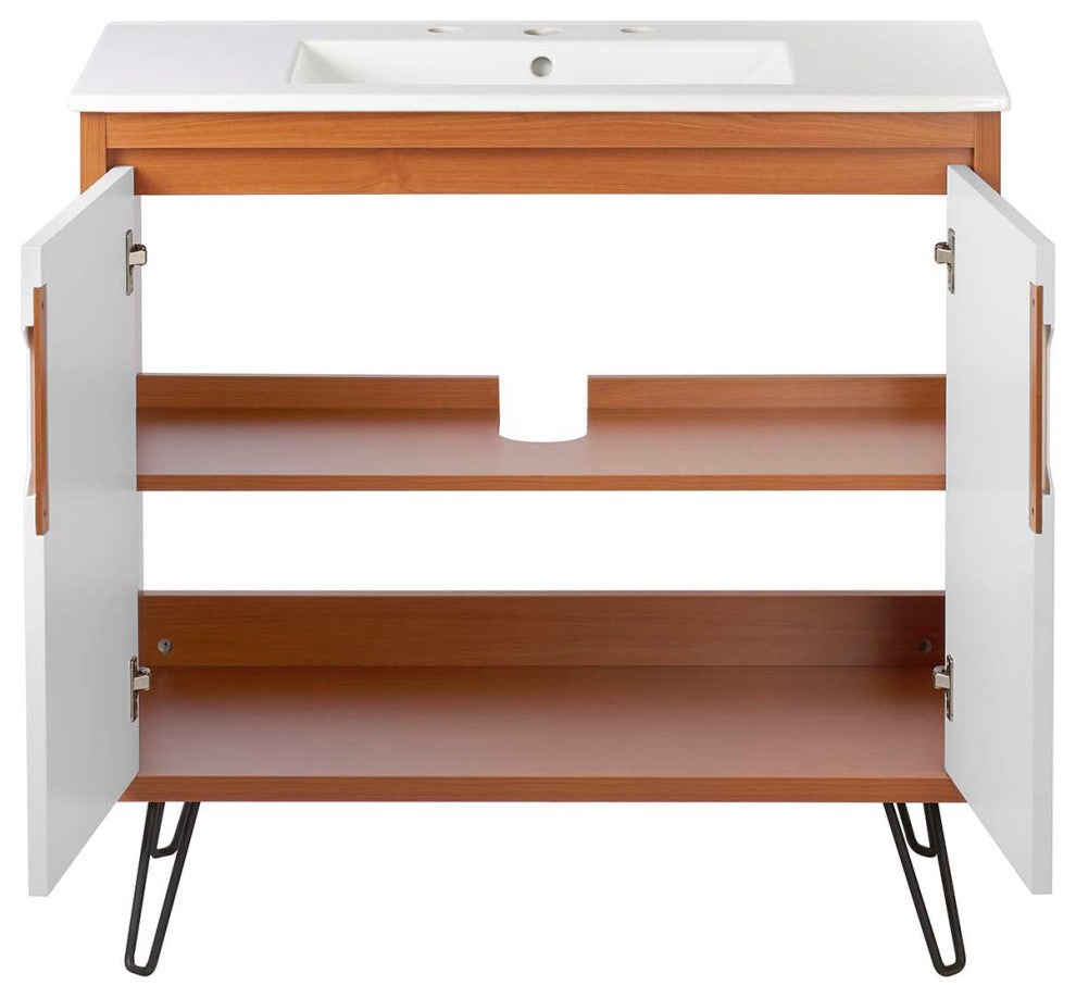 Energize 36" Bathroom Vanity, Cherry-White-White