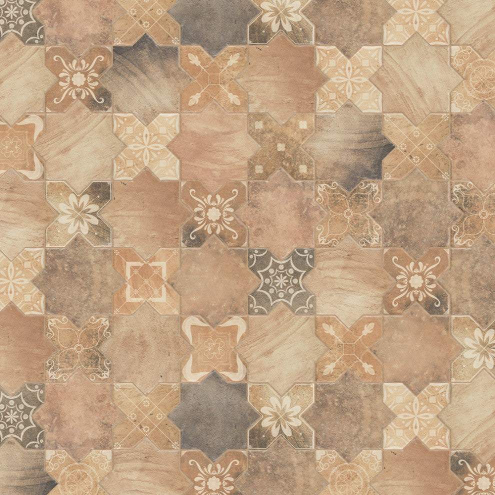 SomerTile Tech Land Star Fire/Cross Fire Temple 6" x 12-1/8" Floor and Wall Tile