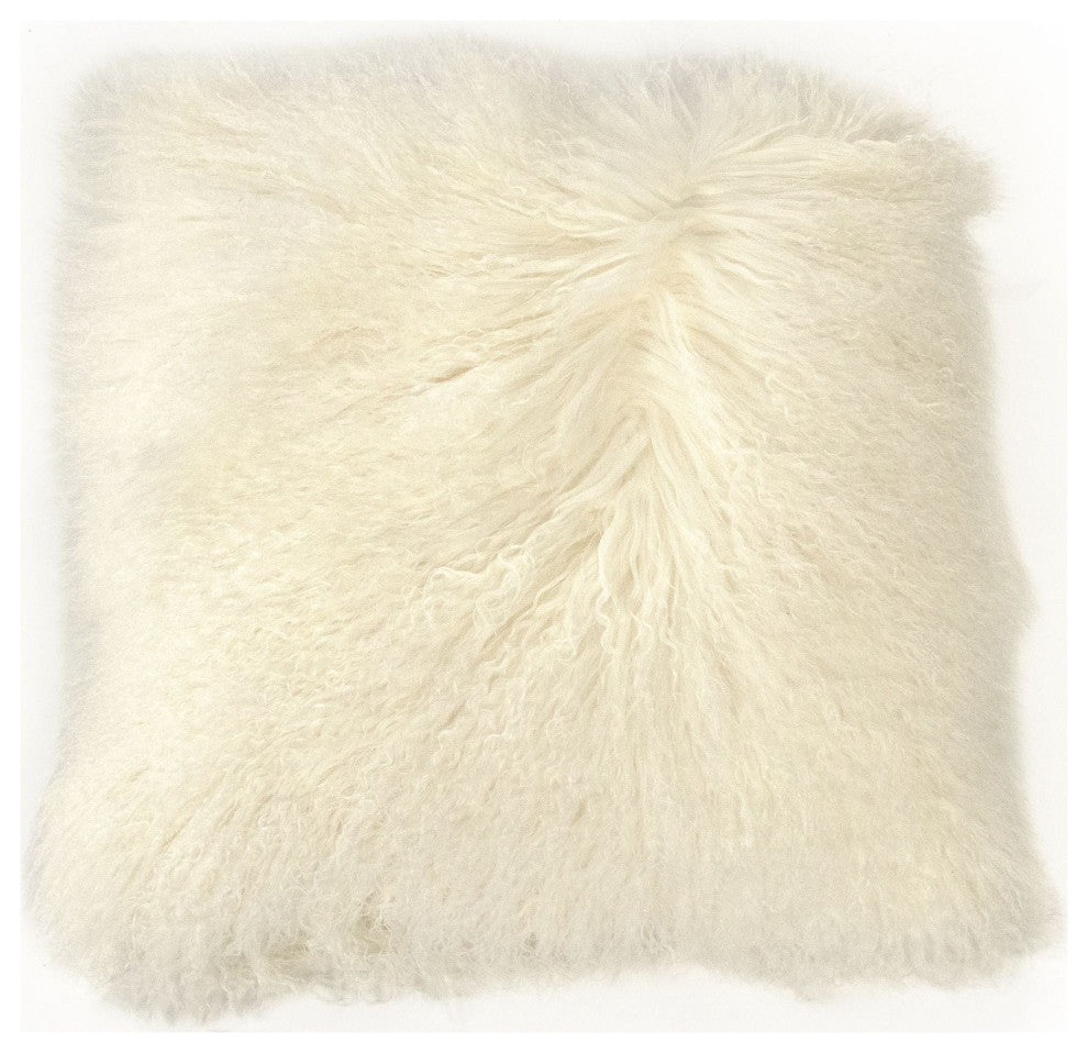 Tibetan Ivory Lamb Fur Pouf