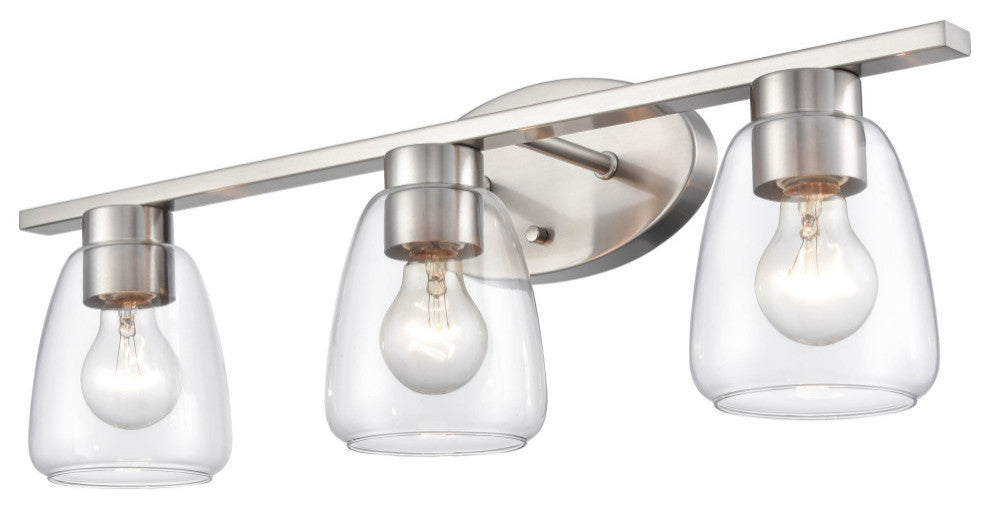 3 Light 25" Brushed Nickel Bathroom Vanity Light
