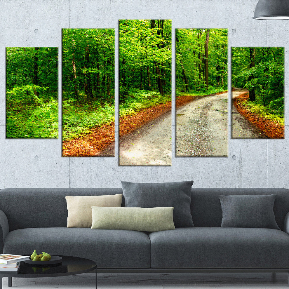 "Pathway in Deep Moss Forest" Landscape Art Print Canvas, 5 Panels, 60"x32"