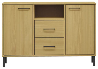 vidaXL Sideboard Buffet Console Cabinet with Metal Legs Brown Solid Wood OSLO