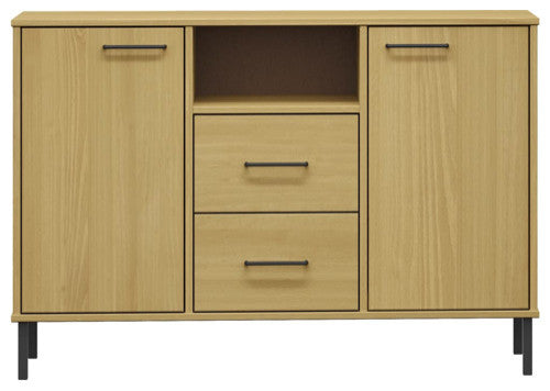 vidaXL Sideboard Buffet Console Cabinet with Metal Legs Brown Solid Wood OSLO