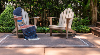 Rug Unique Loom Outdoor Border Brown Rectangular 7' 0 x 10' 0