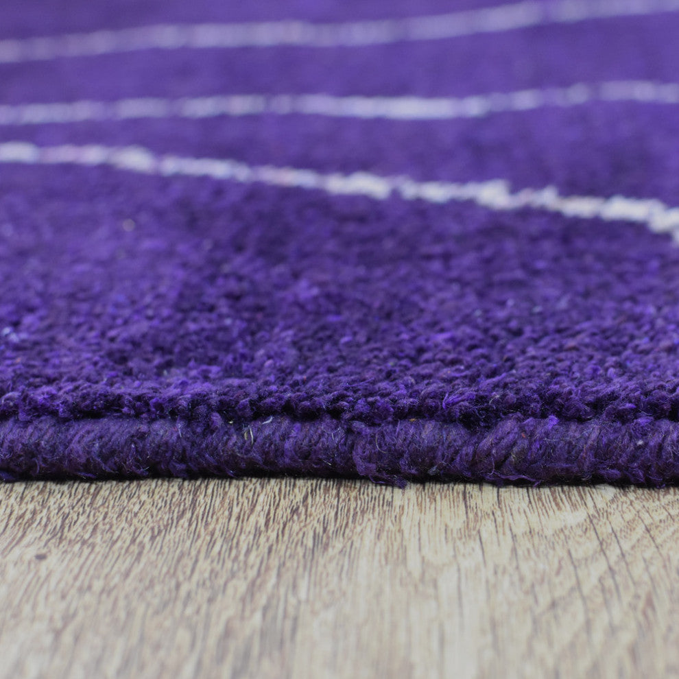 HAND KNOTTED LOOM SILK ECO-FRIENDLY RUG-9'x12',Rectangle,Purple White,Contempora