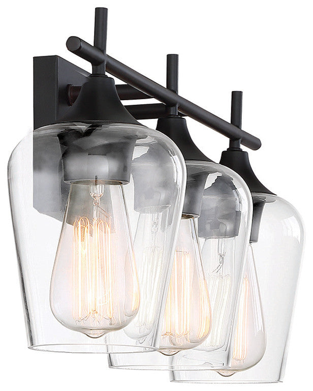 Octave Bathroom Vanity Light, English Bronze, 3-Light