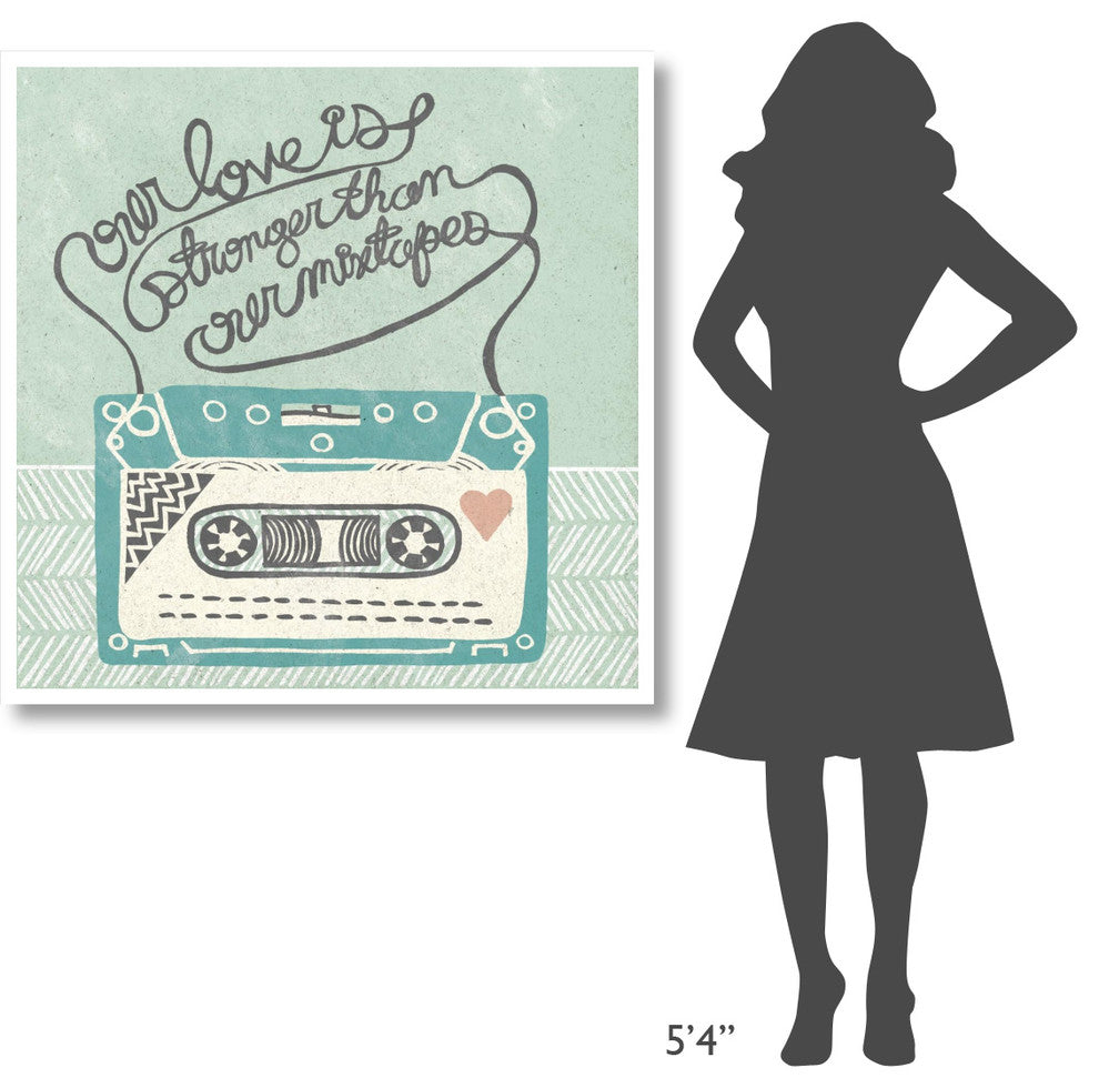"Retro Cassette Gray" Digital Paper Print by Mary Urban, 42"x42"