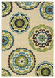 7'x10' Ivory Indigo and Lime Medallion Disc Indoor/Outdoor Area Rug