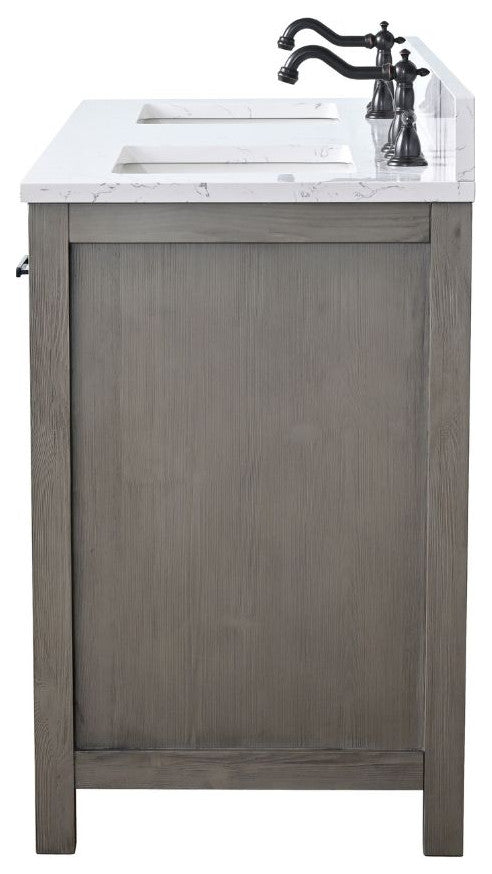 Jasper 60" Bathroom Vanity, Textured Gray, Ariston White Engineered Stone Top