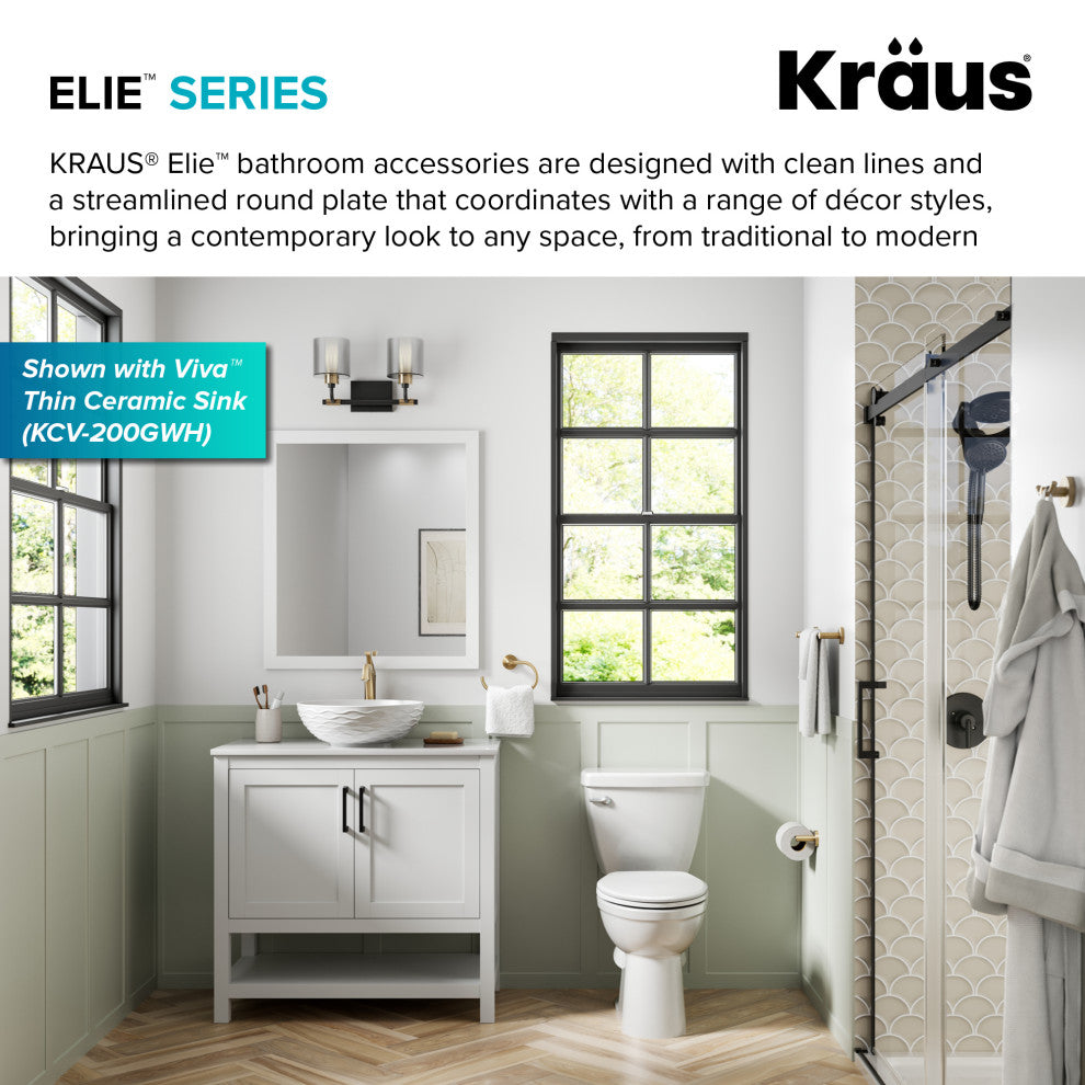 Elie Bathroom Robe and Towel Double Hook, Brushed Gold
