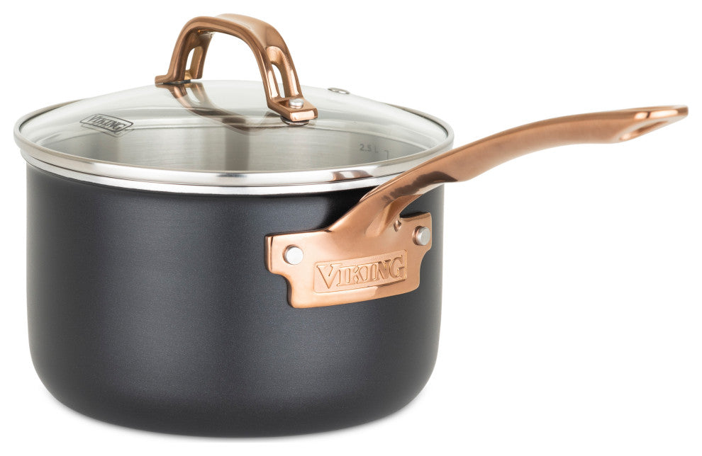 3-Ply 11-Piece Cookware Set, Black With Copper PVD Handle