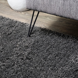 Groovy Solid Shag Rug, Dark Gray, 2'x10'