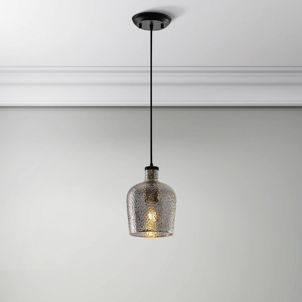 Helen Silver Mini Ripple Glass Antique Black Pendant Chandelier