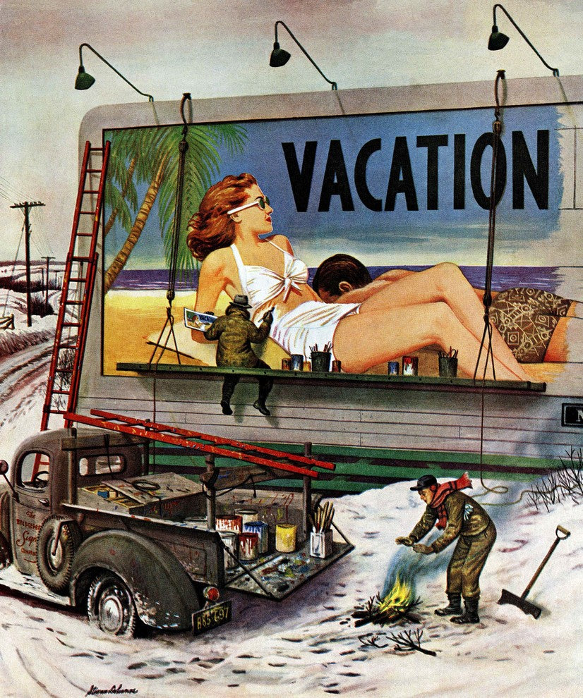 "Billboard Painters in Winter" Print on Canvas by Stevan Dohanos