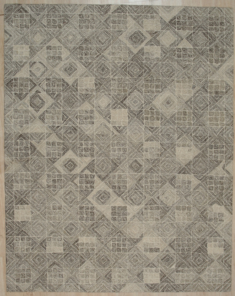 Hand-Tufted Wool Multi Gray Transitional Geometric Modern Tufted Rug, 8' X 10'